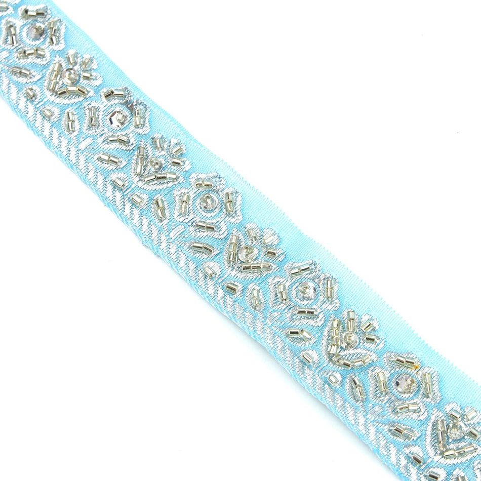 Embellished Beaded Florals Lurex Trim