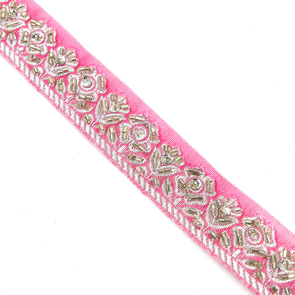 Embellished Beaded Florals Lurex Trim