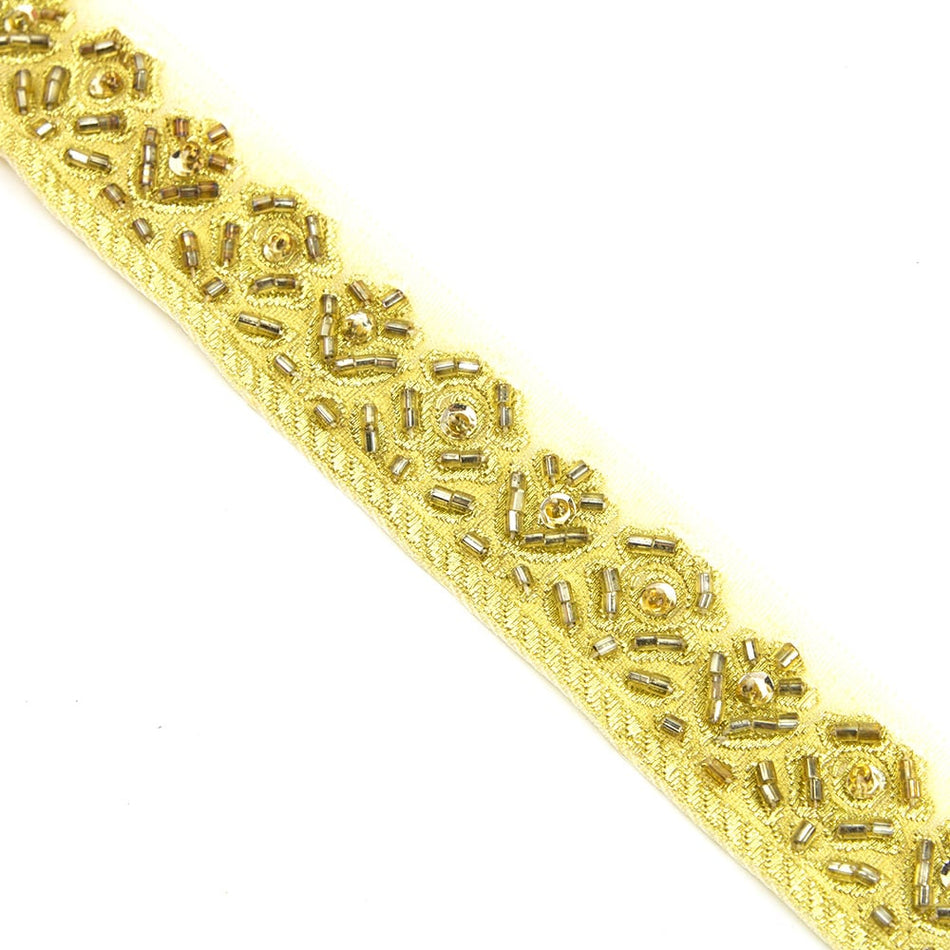 Embellished Beaded Florals Lurex Trim