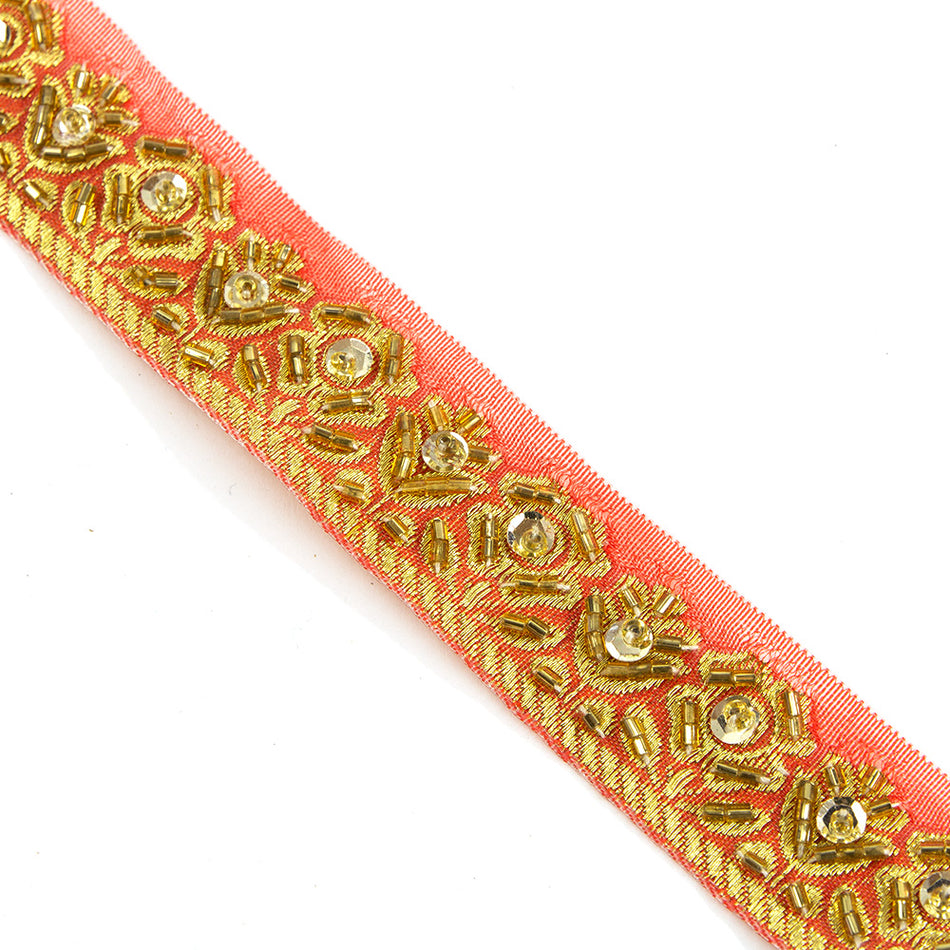 Embellished Beaded Florals Lurex Trim