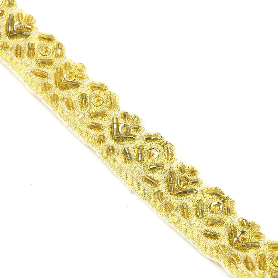 Embellished Beaded Florals Lurex Trim