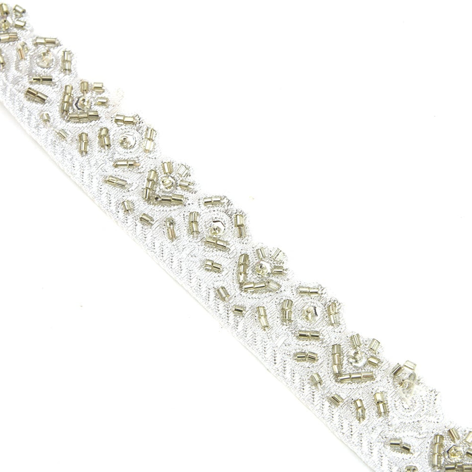 Embellished Beaded Florals Lurex Trim