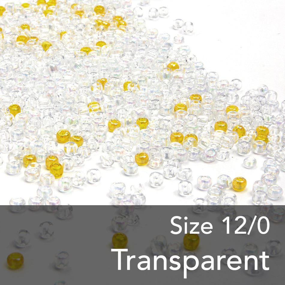 Transparent Round Glass Seed Beads - 12/0 1.9mm