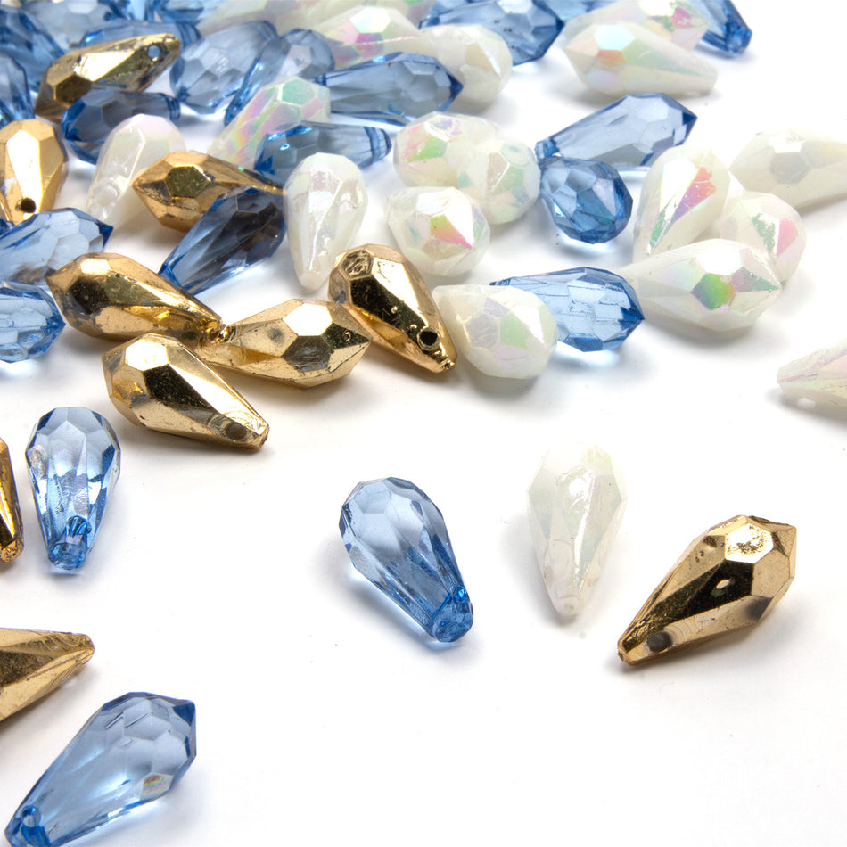 Briolette Faceted Teardrop Beads - Horizontal Drilled - 18x9mm (24 Pack)
