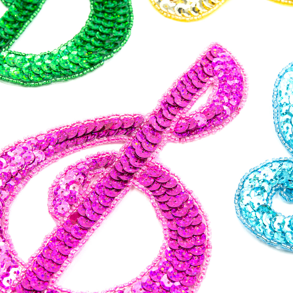 Treble Clef Sequin & Beaded Motif - Large