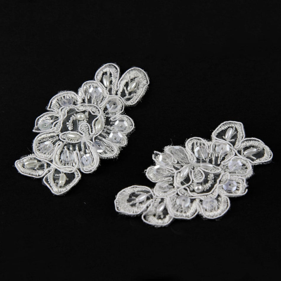 Lace Trim w Rose Motif & Beading