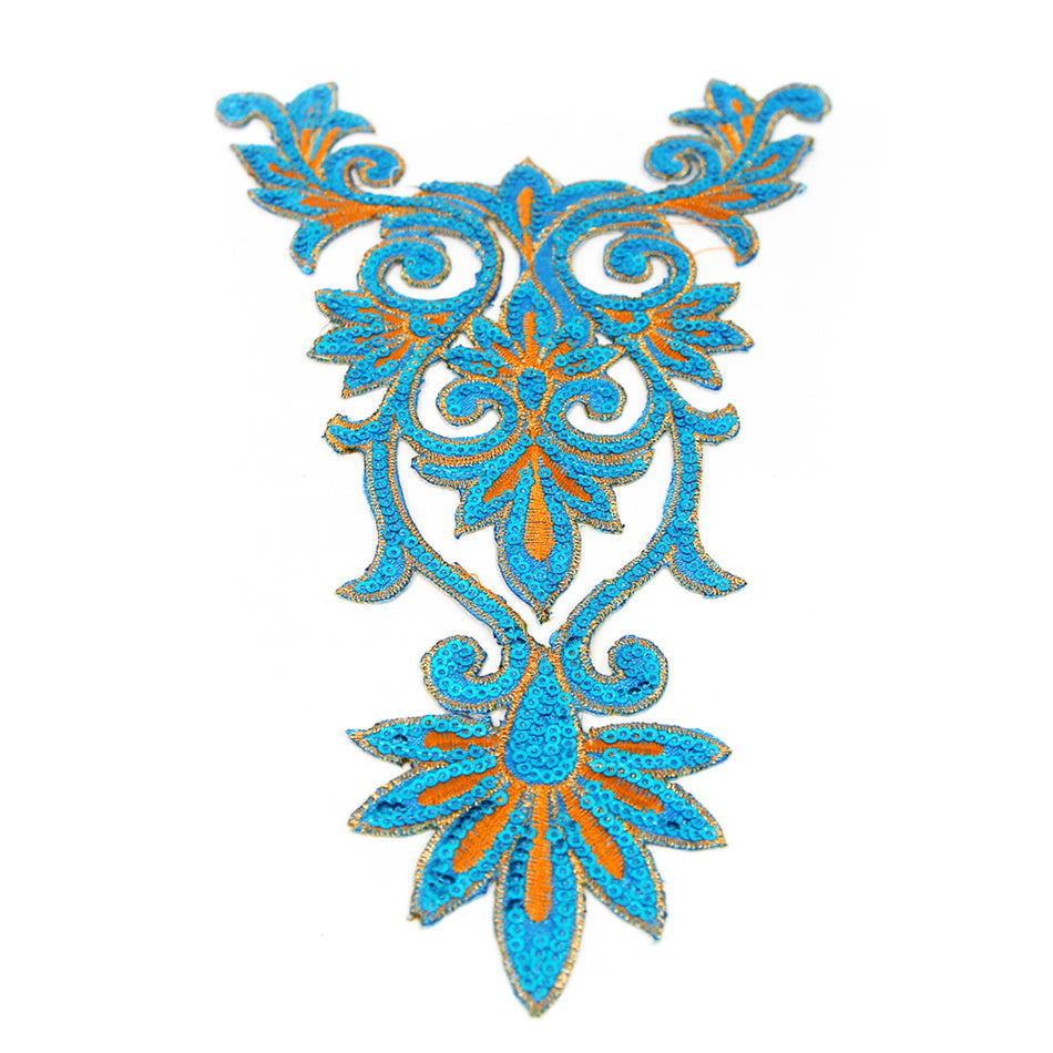 Swirl Crest Iron-On Embroidered Motif