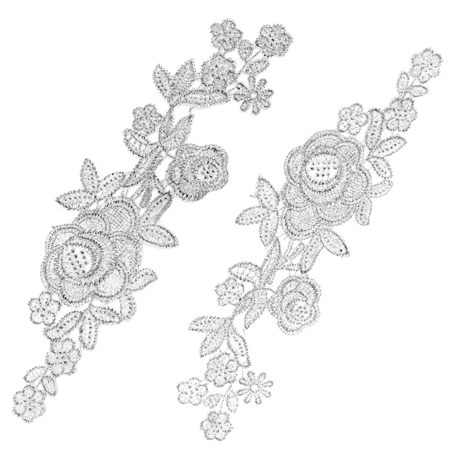 Rose Guipure Lace Motif - Metallic (Pair)