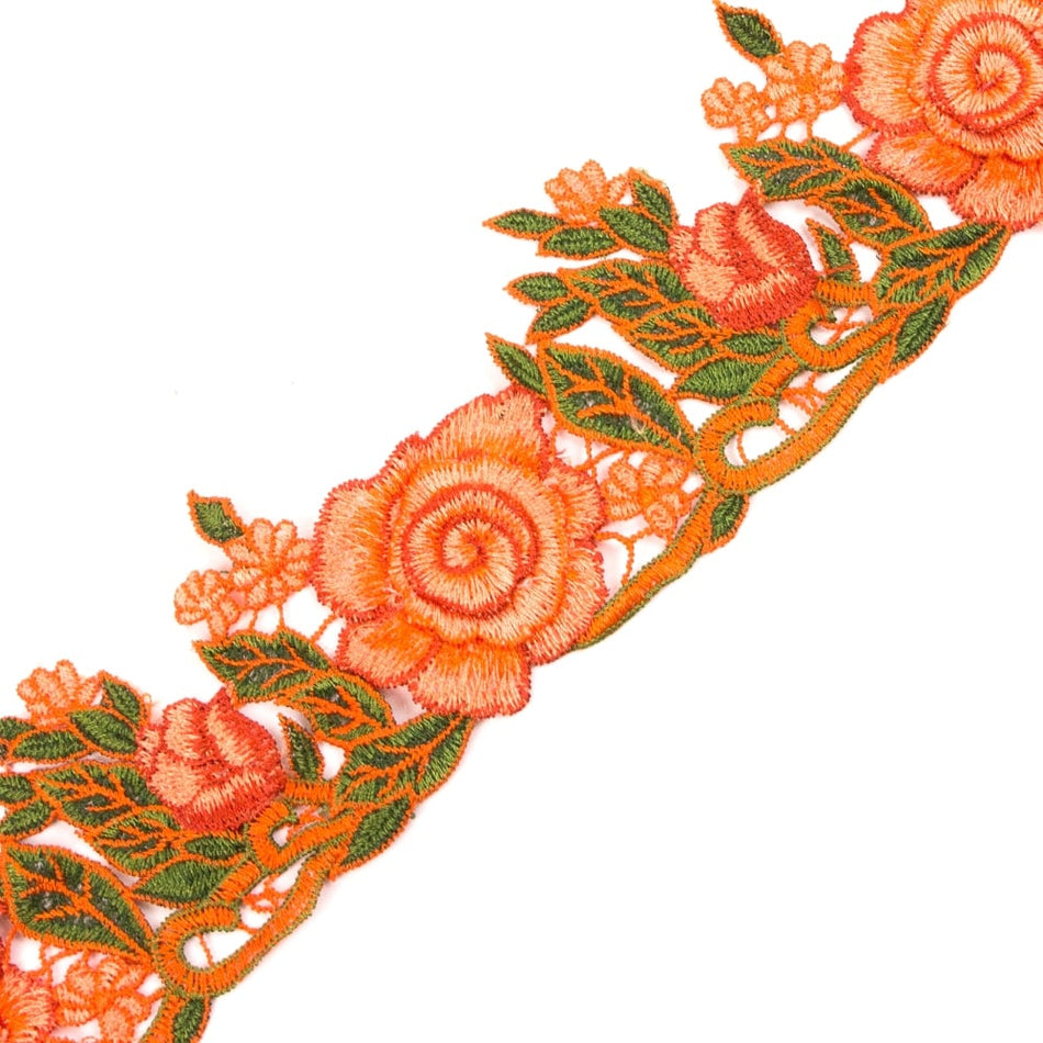 Roses & Leaves Embroidered Trim