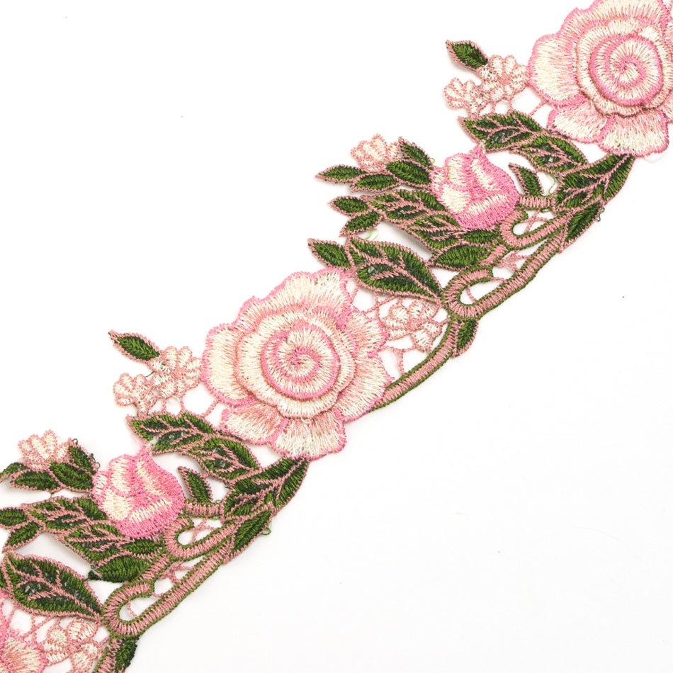 Roses & Leaves Embroidered Trim