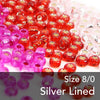 Silver-Lined Round Glass Seed Beads - 8/0 3mm