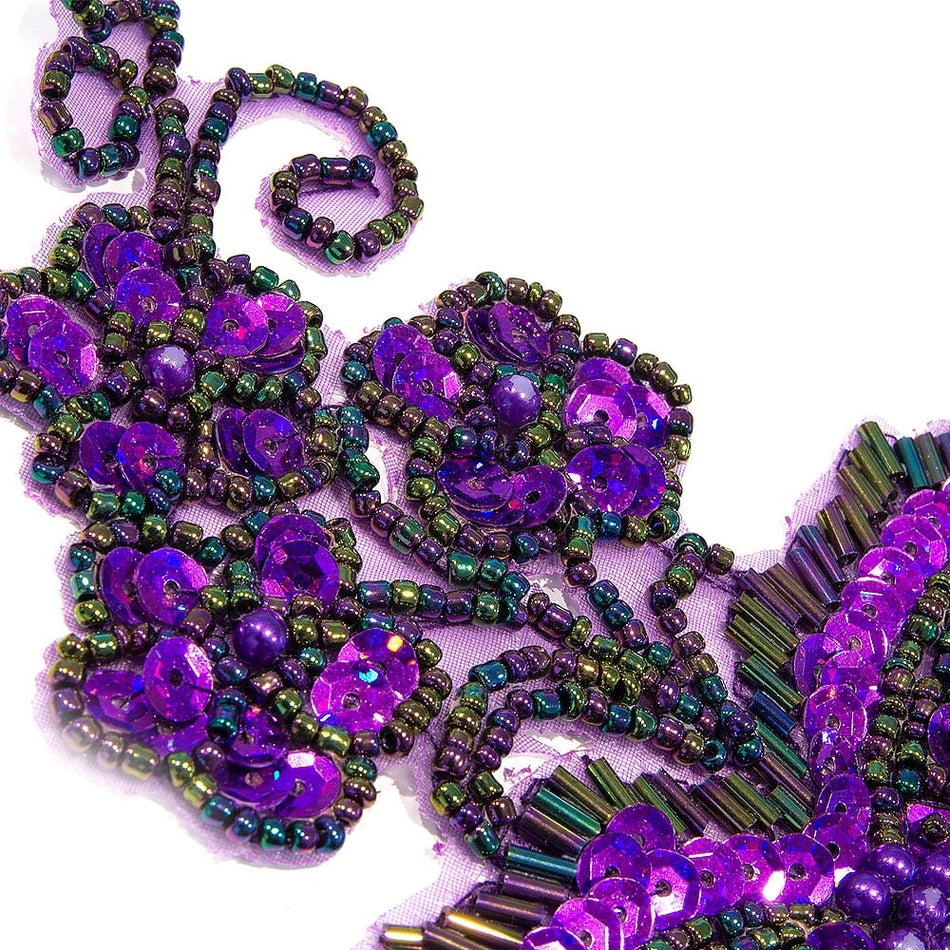 Grapewine Floral Sequin & Beaded Motif (Pair)