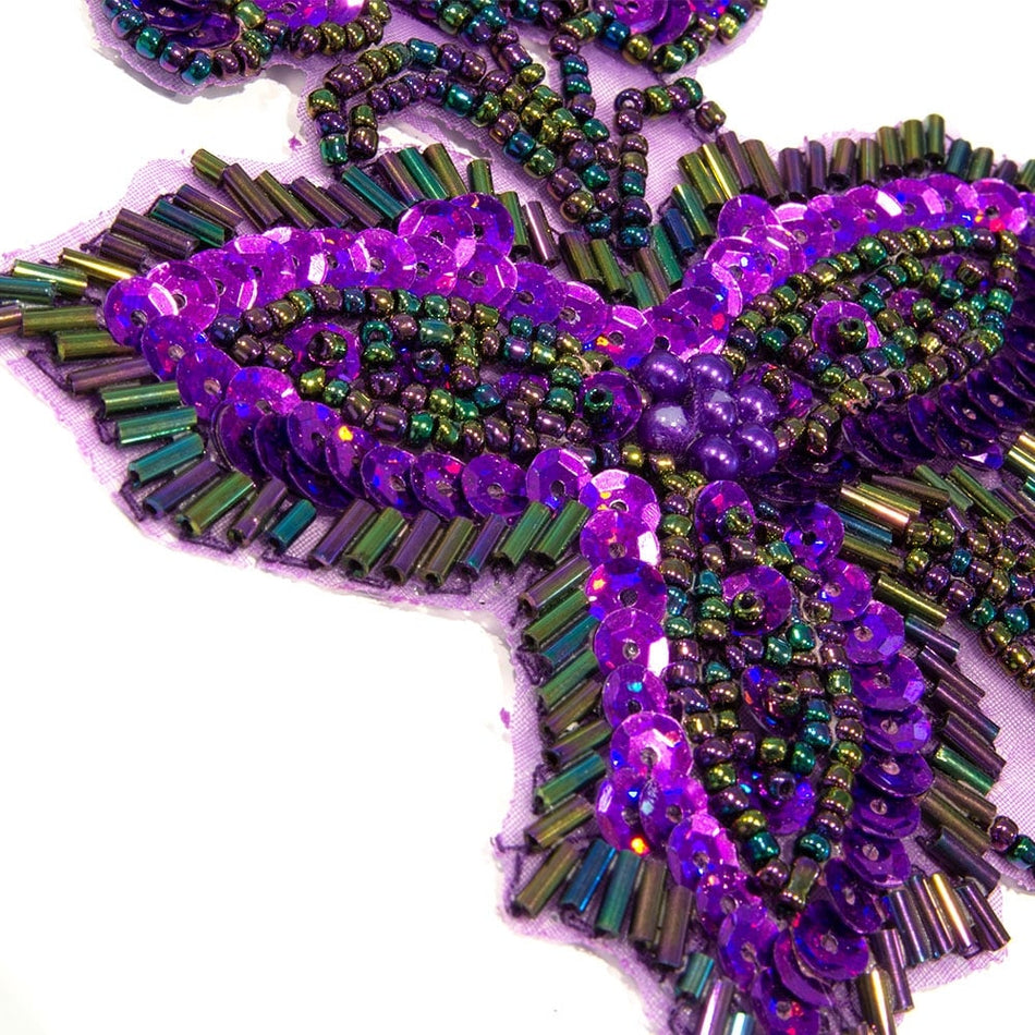 Grapewine Floral Sequin & Beaded Motif (Pair)