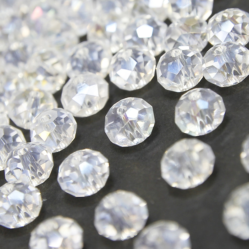 Glass Round Rondelle Faceted Beads - 7x8mm (36 Pack)