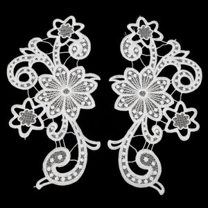 Geometric Daisy Starburst Motif - Guipure (Pair)