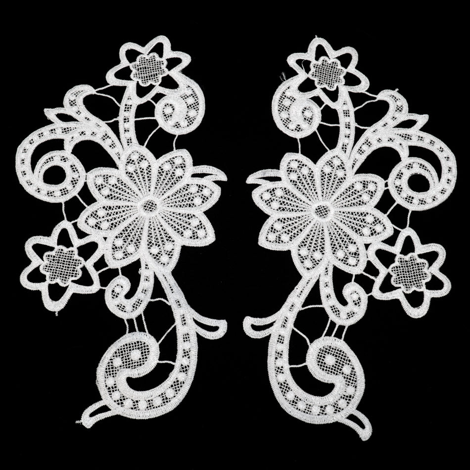 Geometric Daisy Starburst Motif - Guipure (Pair)