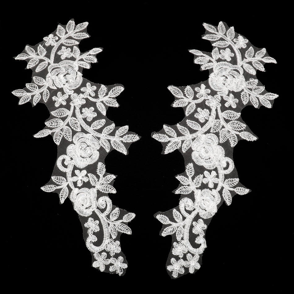 Rose Trellis Lace Motif- Alencon (Pair)