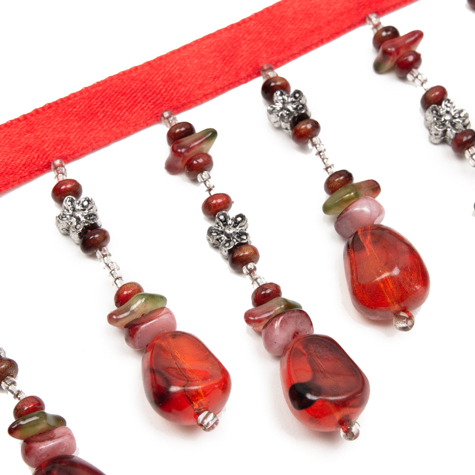 Flowers & Stones Bead Tassel Trim
