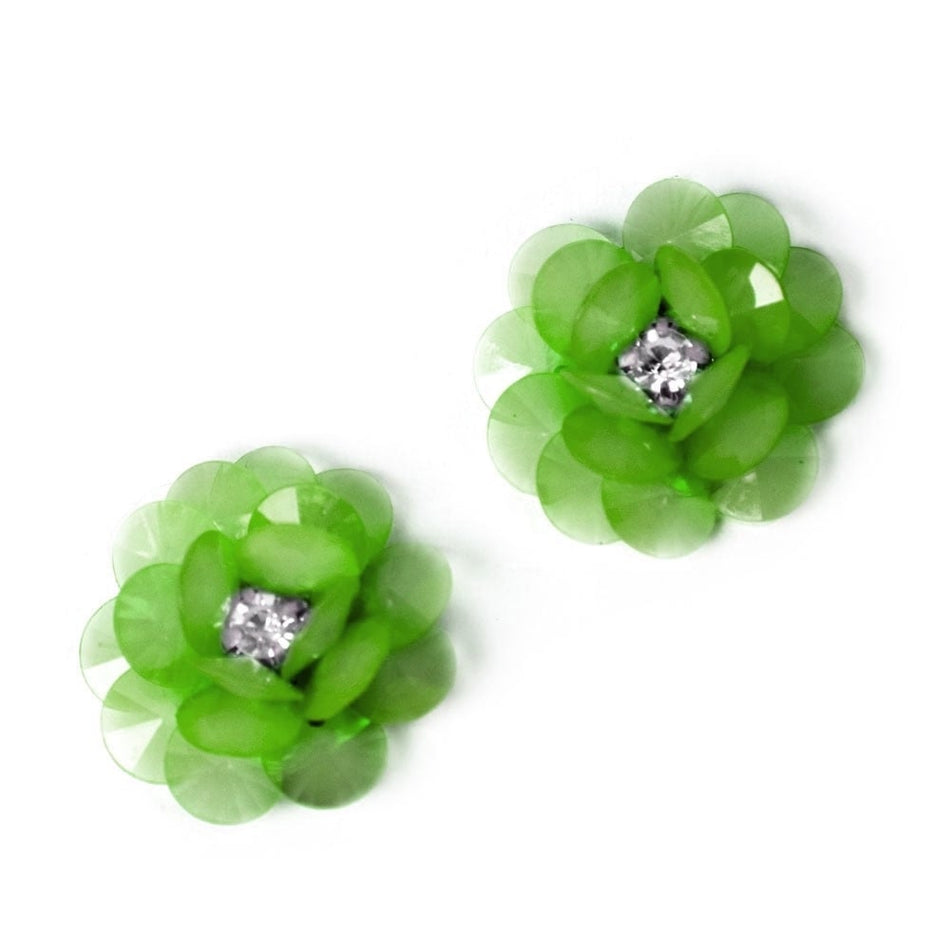 Flower Beaded Crystal Rose Bloom (Pair)