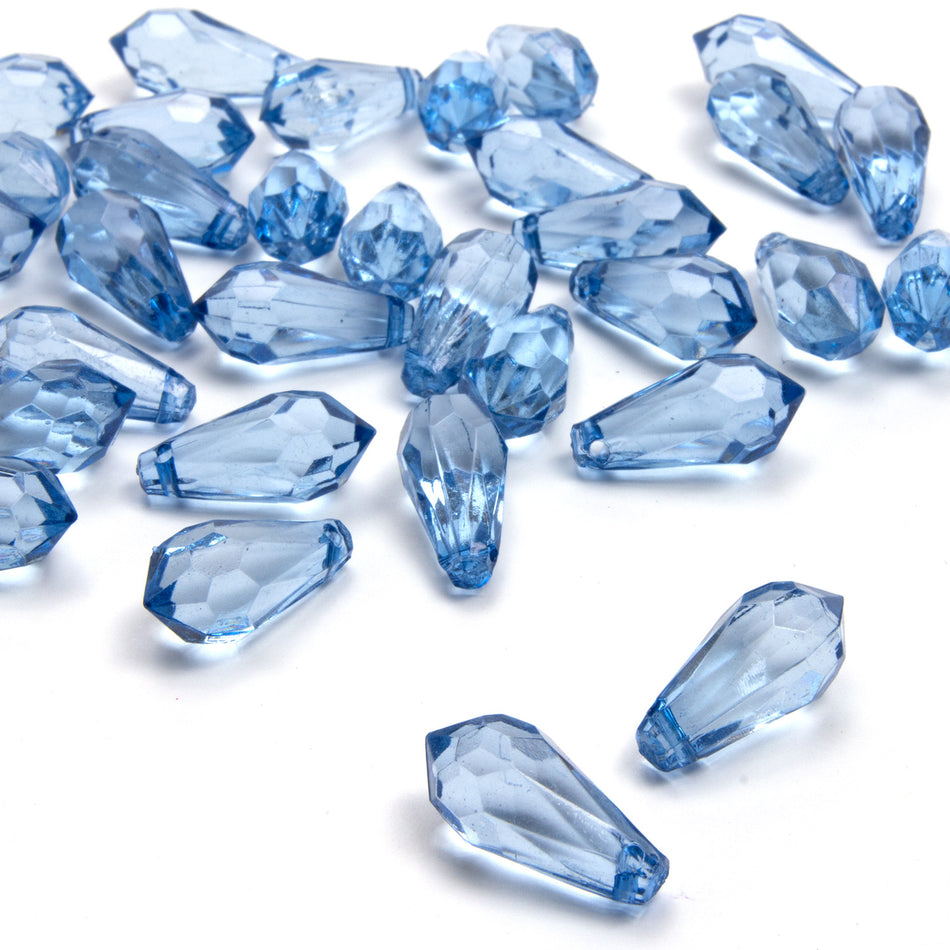 Briolette Faceted Teardrop Beads - Horizontal Drilled - 18x9mm (24 Pack)