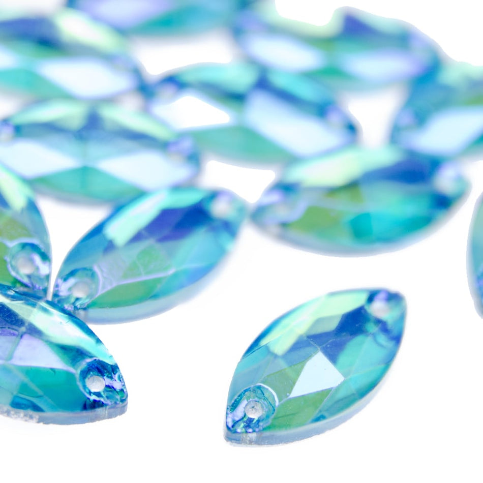 Horse Eye / Marquise Flat-Back Glass Sew-On Rhinestones (12 Pack)