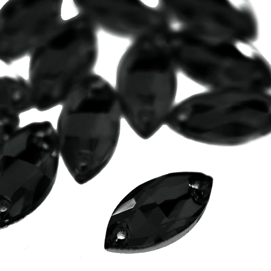 Horse Eye / Marquise Flat-Back Glass Sew-On Rhinestones (12 Pack)