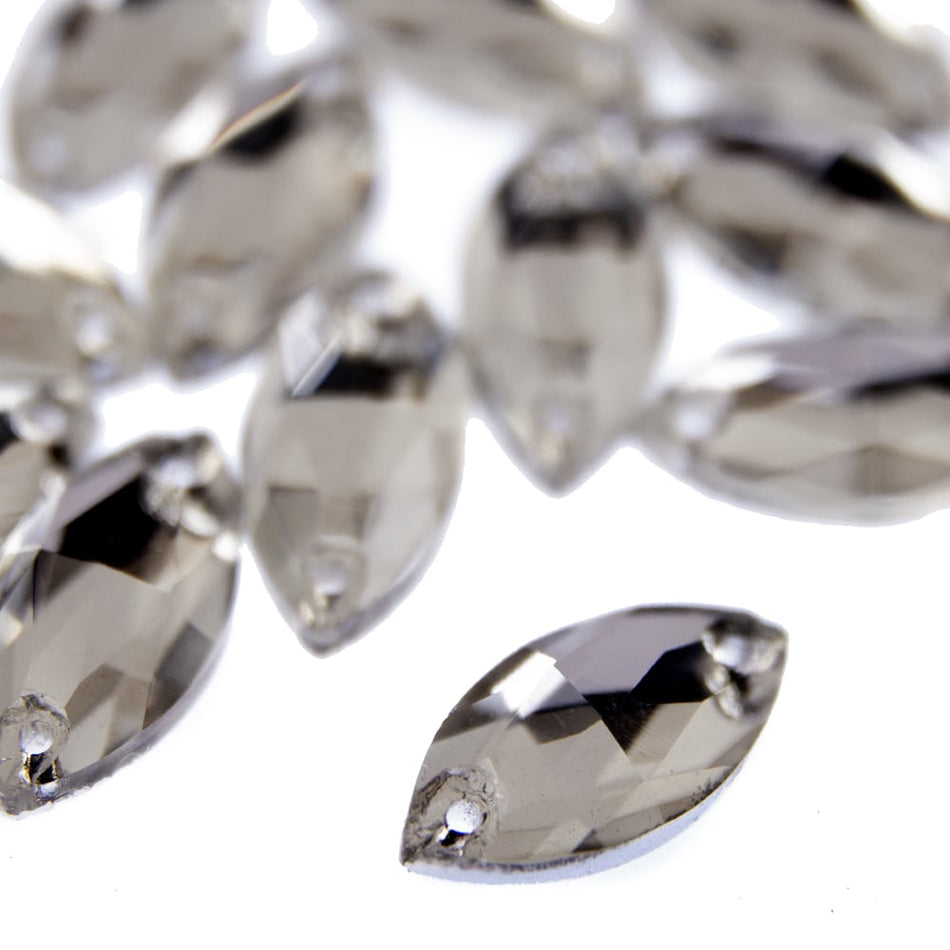 Horse Eye / Marquise Flat-Back Glass Sew-On Rhinestones (12 Pack)