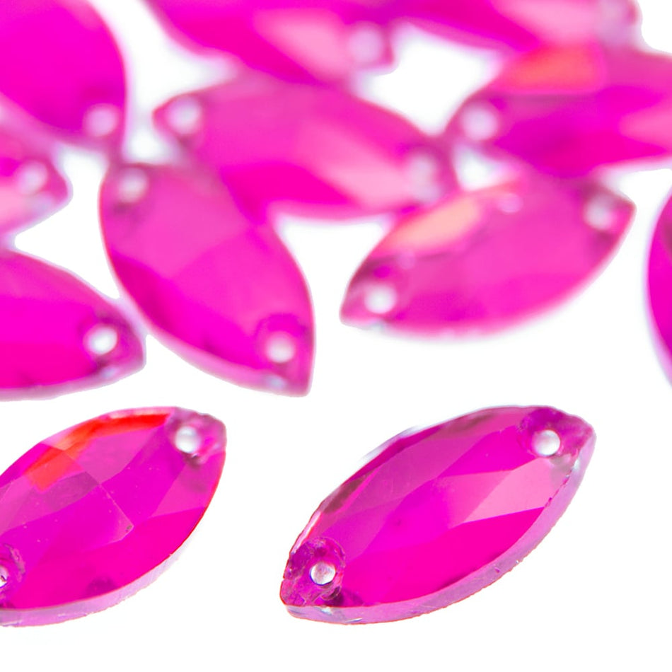 Horse Eye / Marquise Flat-Back Glass Sew-On Rhinestones (12 Pack)