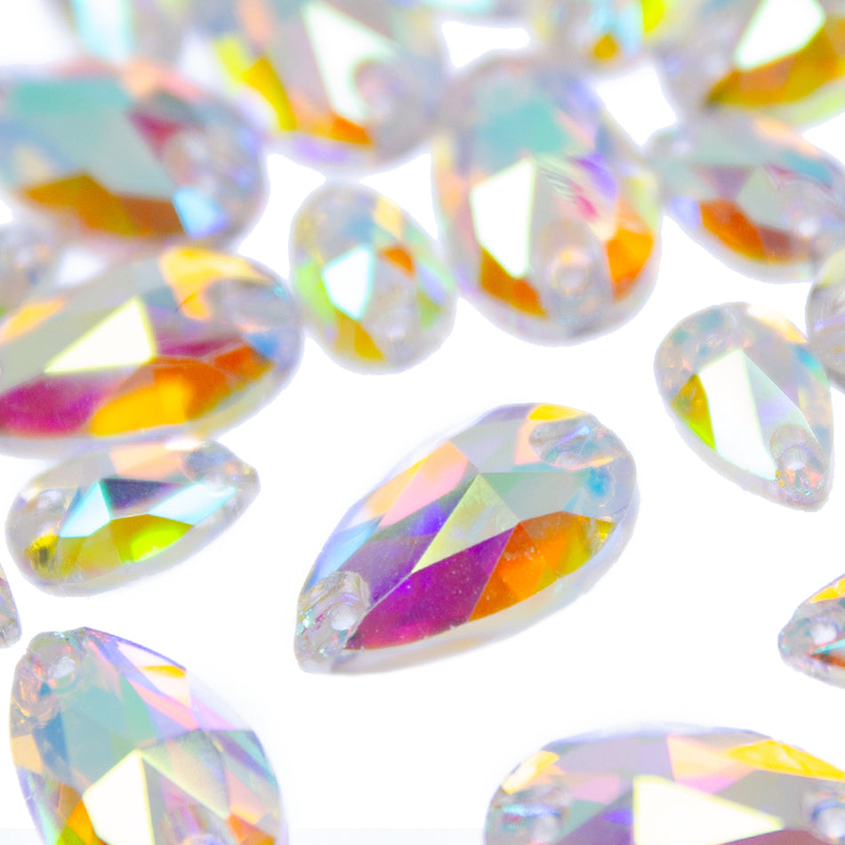 Teardrop / Pear Flat-Back Glass Sew-On Rhinestones (12 Pack)