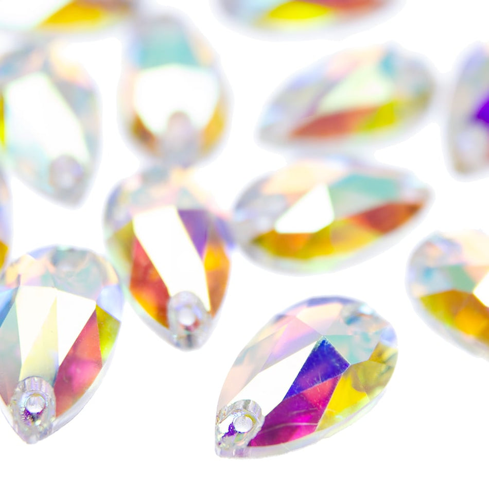 Teardrop / Pear Flat-Back Glass Sew-On Rhinestones (12 Pack)