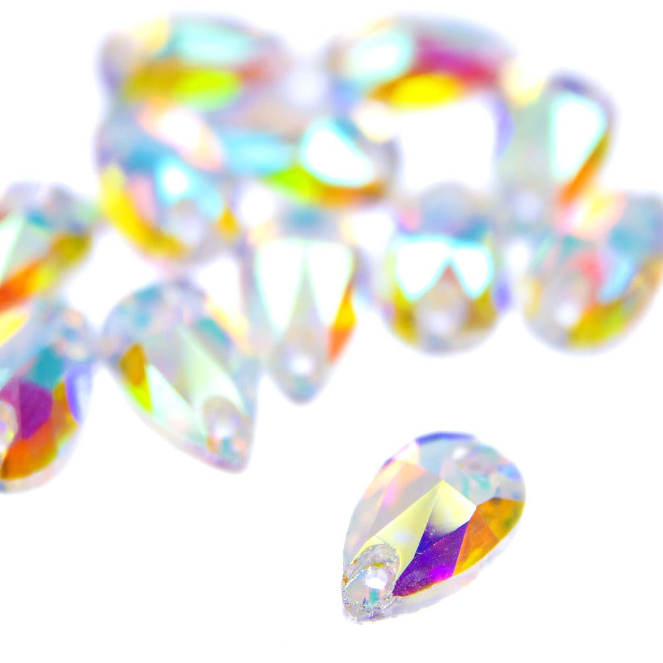 Teardrop / Pear Flat-Back Glass Sew-On Rhinestones (12 Pack)