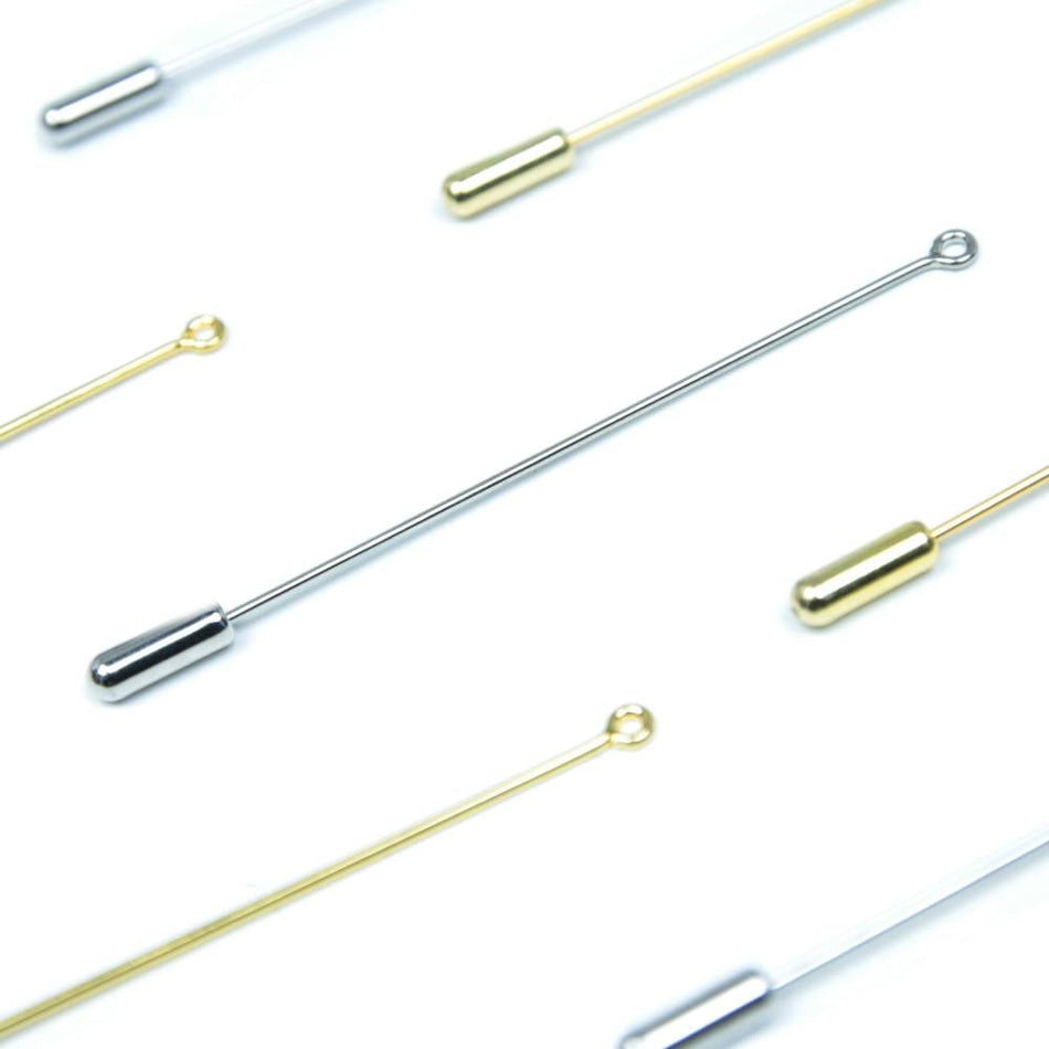 Hat Pin Blanks w Looped Head & Matching Clutch (5 Pack)