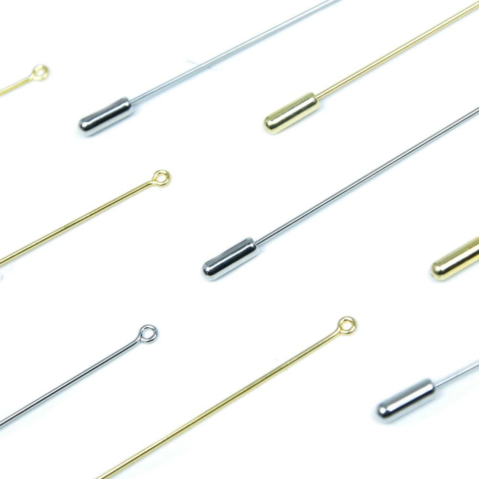 Hat Pin Blanks w Looped Head & Matching Clutch (5 Pack)