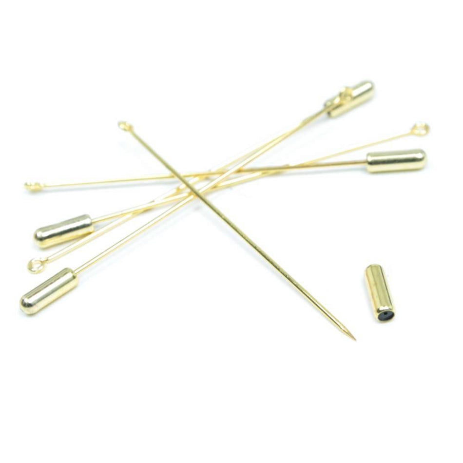 Hat Pin Blanks w Looped Head & Matching Clutch (5 Pack)