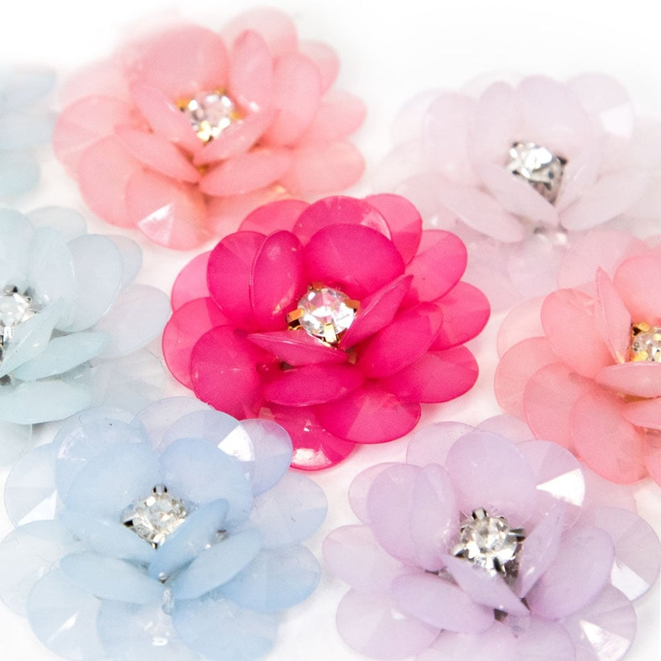 Flower Beaded Crystal Rose Bloom (Pair)