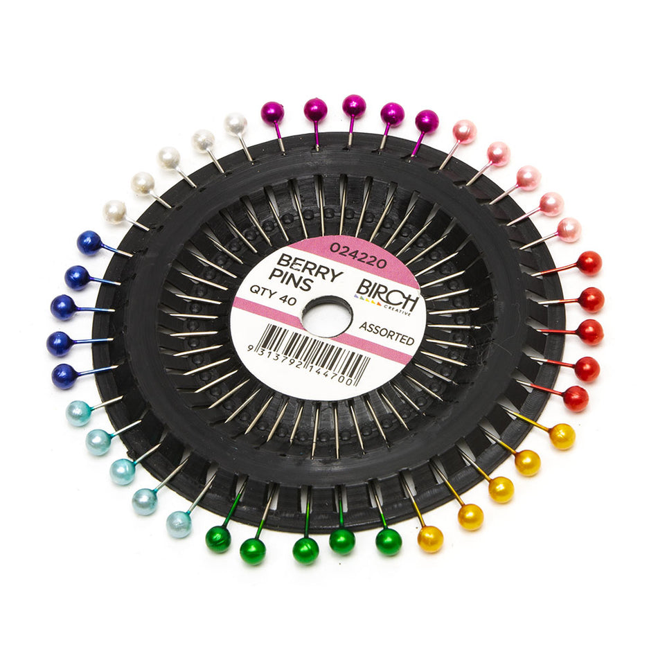 Birch - Sewing Pins Berry Rosette Pearl (40 Pack)
