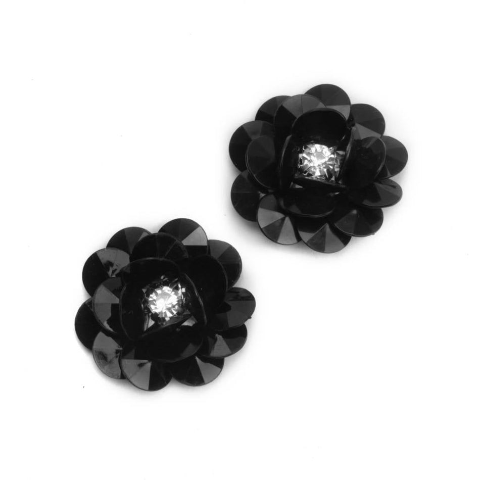 Flower Beaded Crystal Rose Bloom (Pair)
