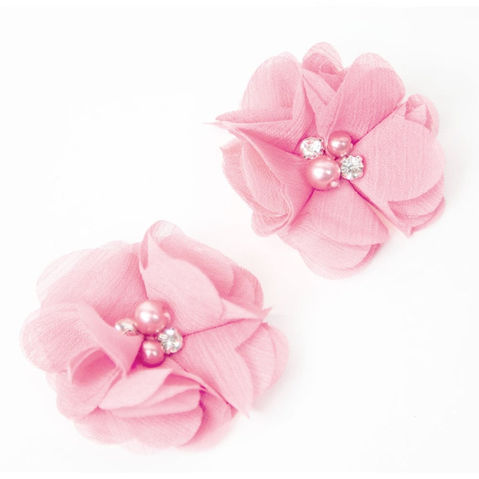 Flower Chiffon Diamante Pearl (Pair)