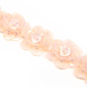Camellia Flower Sequin Trim w Beaded Centre