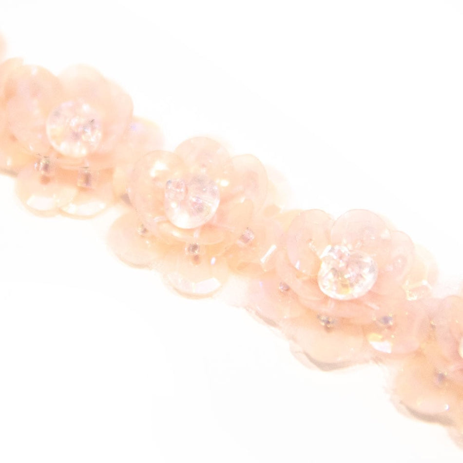 Camellia Flower Sequin Trim w Beaded Centre