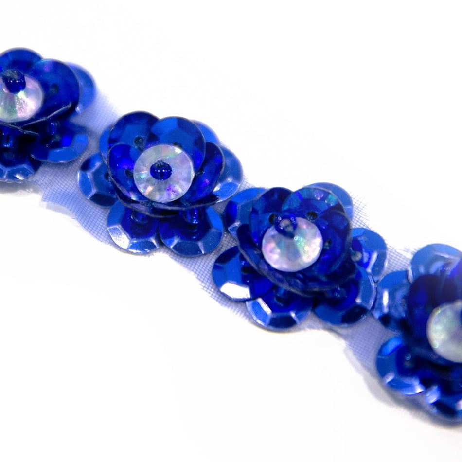 Camellia Flower Sequin Trim w Beaded Centre