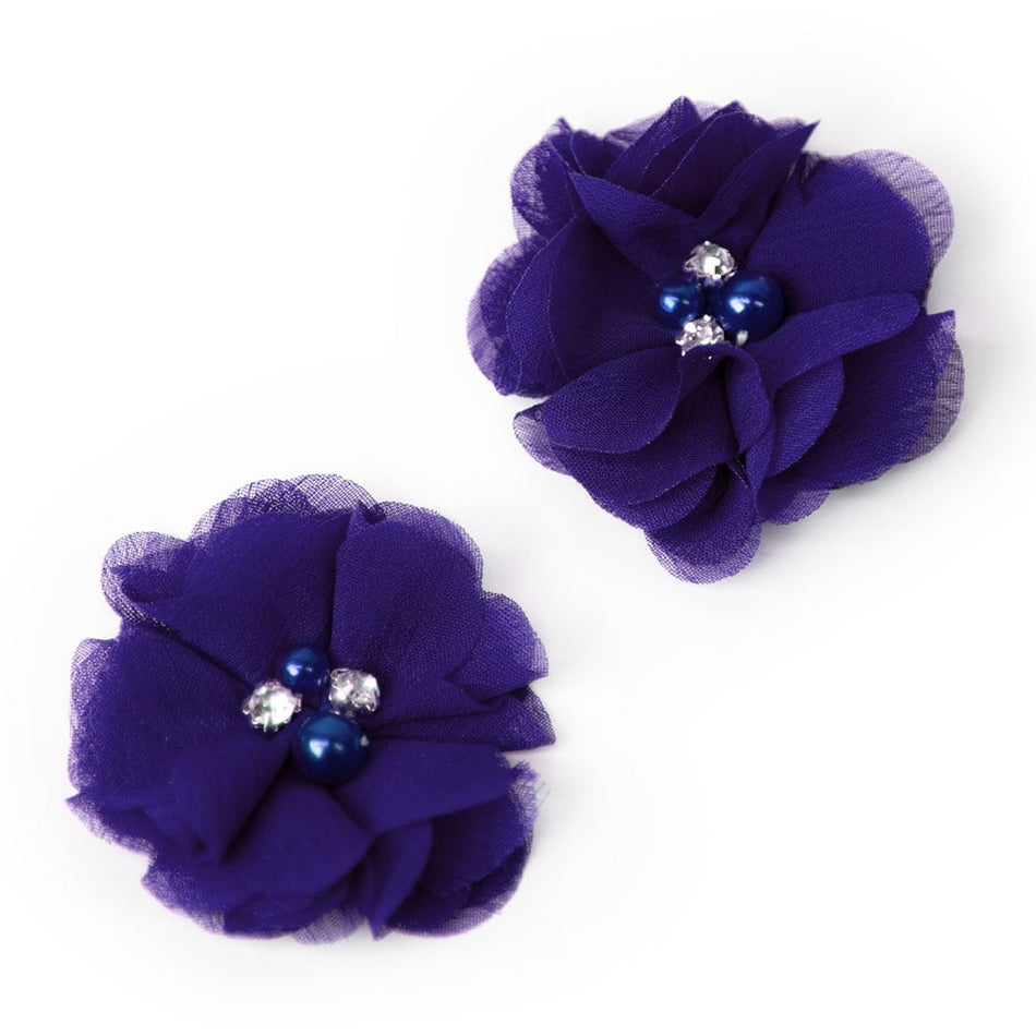Flower Chiffon Diamante Pearl (Pair)