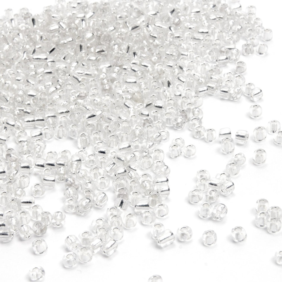 Silver-Lined Round Glass Seed Beads - 8/0 3mm