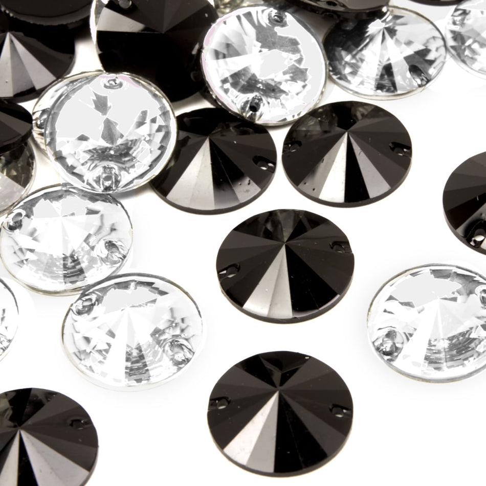 Round Rivoli Resin Sew-On Rhinestones