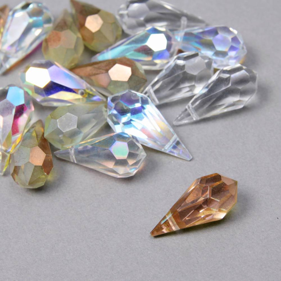 Preciosa Glass Briolette Faceted Teardrop Bead - 18x9mm (3 Pack)