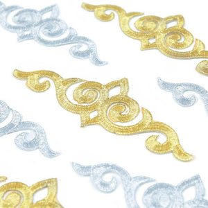 Royal Swirl Iron-On Embroidered Motif - 15.5 cm