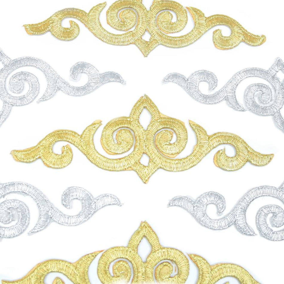 Royal Swirl Iron-On Embroidered Motif - 15.5 cm