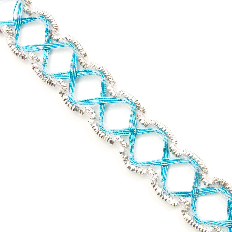 Metallic Lurex Criss-Cross Diamond Braid