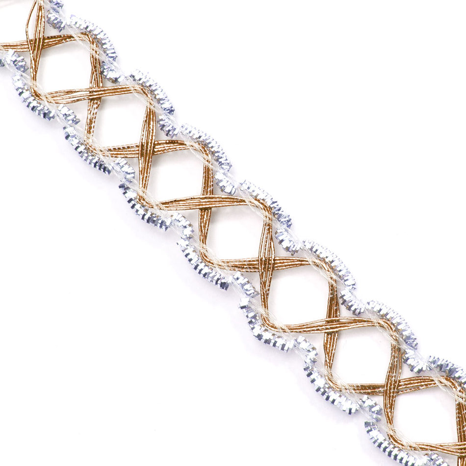 Metallic Lurex Criss-Cross Diamond Braid