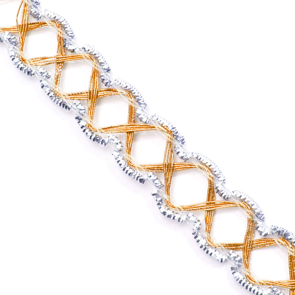 Metallic Lurex Criss-Cross Diamond Braid